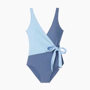 summersalt one piece swimsuit wrap tie waist 8 tall long torso